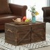 Vintiquewise Brown Large Wooden Lockable Trunk Farmhouse Style Rustic Design Lined Storage Chest with Rope Handles