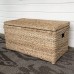 Wholestory Collective Handwoven Wicker 35 Banana Leaf Storage Trunk and Chest Toybox XL Organizers with Lid Natural Color with Handles