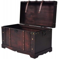 Wooden Treasure Trunk Storage Chest Old-Fashioned Antique Vintage Style Storage Box Trunk Cabinet for Bedroom Closet Home Organizer Collection Furniture Decor Wood 26"x15"x15.7"