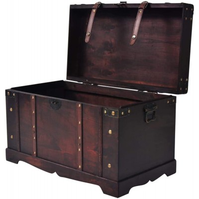 Wooden Treasure Trunk Storage Chest Old-Fashioned Antique Vintage Style Storage Box Trunk Cabinet for Bedroom Closet Home Organizer Collection Furniture Decor Wood 26x15x15.7