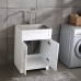 24 White Laundry Utility Cabinet w Stainless Steel Sink and Faucet Combo