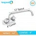 AmGood Wall Mount Kitchen Sink Faucet | 12 Swivel Spout | 4 Center | NSF | Commercial Kitchen Utility Laundry