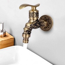 Antique Washing Machine Faucet,Brass Faucet,Retro Wall Mounted Water Faucet,Single Cold Tap,Long and Short Mop Pool Faucet