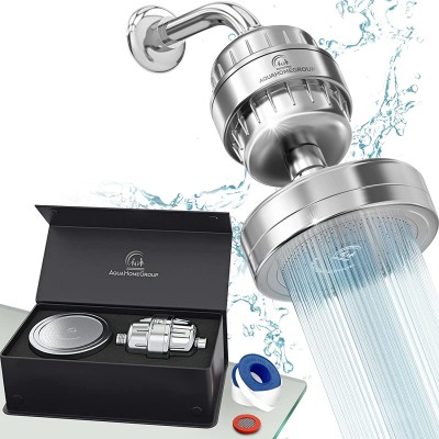 AquaHomeGroup Luxury Filtered Shower Head Set 15 Stage Shower Filter for Hard Water Removes Chlorine and Harmful Substances Showerhead Filter High Output