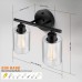 Bathroom Vanity Light Fixtures 2-Light Black Wall Sconce Lighting Wall Lamp with Clear Glass Shade Vintage Wall Mounted Lights Bathroom Lights for Mirror Living Room Bedroom Hallway Porch