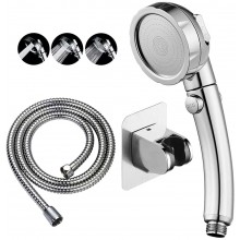 KAIYING Drill-Free High Pressure Handheld Shower Head with ON OFF Pause Switch 3 Spray Modes Water Saving Showerhead  Detachable Puppy Shower Accessories M:Shower Head Chrome+Bracket+Hose