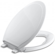 KOHLER K-4734-0 Rutledge Elongated White Toilet Seat With Grip-Tight Bumpers Quiet-Close Seat Quick-Release Hinges Quick-Attach Hardware No Slam Toilet Seat