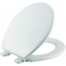 MAYFAIR 843SLOW 000 Lannon Toilet Seat will Slow Close and Never Loosen ROUND Durable Enameled Wood White