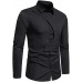 Men Dress Shirt Long Sleeve Slim Design Irregular Splicing Casual T Shirt Buttons Down Blouse Formal Anti-Wrinkle