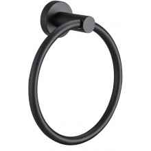 Pynsseu Matte Black Towel Ring for Bathroom 1 Pack Kitchen Bath Towel Holder Hangers Wall Mount Heavy Duty Storage Stainless Steel