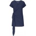 Summer Party Dress for Women V-Neck Short Sleeve Skirt Solid Color Cross Bandage Gowns Short Mini Dresses