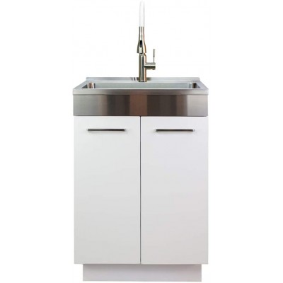 Transolid TCA-2420-WS 24-in x 20-in x 34.6-in Laundry Sink Cabinet with Faucet White,Medium