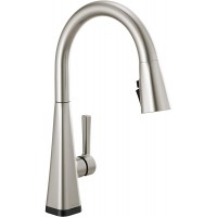 Delta Faucet Lenta Touch Kitchen Faucet Brushed Nickel Kitchen Faucets with Pull Down Sprayer Kitchen Sink Faucet Faucet for Kitchen Sink Touch2O Technology SpotShield Stainless 19802TZ-SP-DST