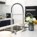 FORIOUS Kitchen Faucet with Pull Down Sprayer Commercial Spring Kitchen Sink Faucet with Pull Out Sprayer Single Handle Kitchen faucets with Deck Plate Brush Nickel