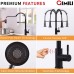 GIMILI Black Touchless Kitchen Faucet with Pull Down Sprayer Motion Sensor Smart Hands-Free Single Handle Kitchen Sink Faucet Single Hole Stainless Steel Spring Kitchen Faucet Matte Black