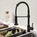 Hoimpro Matte Black Spring Kitchen Faucet with Pull Down Sprayer Rv Black Kitchen Sink Faucet with Pull Out Sprayer,3 Function Single Handle Laundry Faucet with Cover Plate,BrassSingle or 3 Hole