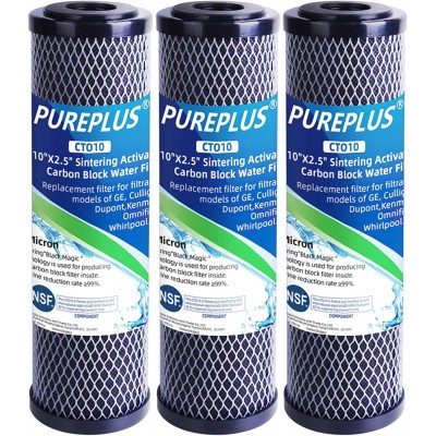 1 Micron 2.5 x 10 Whole House CTO Carbon Water Filter Cartridge Replacement for Countertop Water Filter System Dupont WFPFC8002 WFPFC9001 FXWTC SCWH-5 WHEF-WHWC WHCF-WHWC AMZN-SCWH-5 3Pack