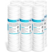 Membrane Solutions 5 Micron 10"x2.5" String Wound Whole House Water Filter Replacement Cartridge Universal Sediment Filters for Well Water 6 Pack