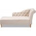 Baxton Studio Emeline Modern and Contemporary Beige Fabric Upholstered Oak Finished Chaise Lounge