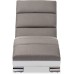 Baxton Studio Percy Modern Contemporary Grey Fabric and White Faux Leather Upholstered Chaise Lounge Medium Gray