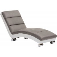 Baxton Studio Percy Modern Contemporary Grey Fabric and White Faux Leather Upholstered Chaise Lounge Medium Gray