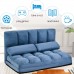 Bellemave Adjustable Folding Leisure Sofa Bed with 2 Throw Pillows Floor Chaise Lounge Sofa Chair with 5 Reclining Position Lazy Sofa Bed for Bedroom Living RoomSuede Fabric Blue