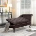 BELLEZE Modern Tufted Velvet Chaise Lounge with Storage Elegant Victorian Vintage Style Upholstered Couch for Bedroom or Living Room Memphis Brown