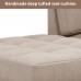 Chaise Lounge Deep Tufted Upholstered Textured Fabric Toss Pillow Included,Living Room Bedroom Use,Warm Grey 64 * 31.5 * 33