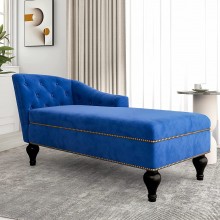 Chaise Lounge Indoor Chair Tufted Fabric Modern Long Lounger for Office or Living Room Nailheaded ,Sleeper Lounge Sofa Blue
