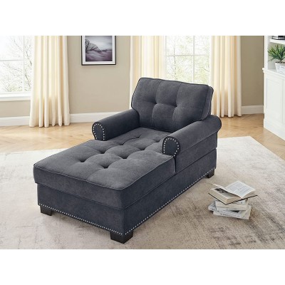 Chaise Lounge Indoor Chaise Lounge Chair for Bedroom 59 Upholstered Velvet Chaise Lounge Sleeper Chair Bed Recliner Leisure Sofa with Nailhead Trim