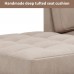 Chaise Lounge Indoor Deep Tufted Upholstered Sofa Recliner Couch with Toss Pillow and Track Arms 64 Fabric Leisure Sofa Chair Modern Right Arm Facing Corner Chaise for Bedroom Home Living Room