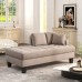 Chaise Lounge Merax Deep Tufted Upholstered Textured Fabric Chaise Lounge with Toss Pillow Included for Living Room Bedroom Warm Grey