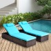 Chaise Lounge Outdoor Lounge Chairs Set of 2 Patio Chaise Lounges with 5 Position Adjustable Backrest and Cushions Rattan Waterproof Chaise Sun Lounger for Pool Beach Deck Porch Garden
