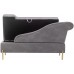 Chaise Lounge Upholstered Storage Chaise Lounge Indoor Lounge Sofa Couch Chaise Recliner Chair with Matching Accent Pillow and Gold Metal Legs for Living Room Bedroom