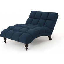 Christopher Knight Home Kaniel Traditional Tufted Fabric Double Chaise Navy Blue Dark Espresso
