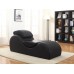 Container Furniture Direct Yoga Collection Modern Faux Leather Stretch Relaxation Living Room Chaise Lounge Regular Midnight