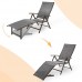 Crestlive Products Folding Patio Chaise Lounge Chair for Outside Set of 2 with Table Aluminum Adjustable Outdoor Pool Recliner Chair Brown Frame 8 Positions Dark Gray