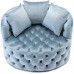 Dolonm Swivel Accent Barrel Chair Modern Sofa Lounge Club Round Chair Velvet Fabric for Living Room Hotel with 3 Pillows Light Blue-Velvet