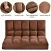 Double Chaise Lounge Sofa Chair Floor Couch with Two Pillows for Living RoomBrown
