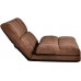 Double Chaise Lounge Sofa Chair Floor Couch with Two Pillows for Living RoomBrown
