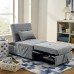 Folding Ottoman Sleeper Sofa Bed 4 in 1 Function Chair Bed Chaise Lounge for Small Space Living Grey