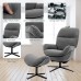 Giantex Swivel Lounge Chair w Ottoman Upholstered 360 Accent Lazy Recliner Armchair w Rocking Footstool Aluminum Alloy Base Comfy Fabric Leisure Sofa Club Chair Support to 330lbs Grey