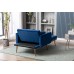 Goujxcy Velvet Chaise Lounge Indoor Chair Modern Sofa Convertible Recliner with Adjustable Backrest and 2 Pillows for Living Room Bedroom Office Navy Blue