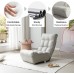 Indoor Chaise Lounge Chair 3 Angles Adjustable Floor Chair Folding Lazy Sofa Couch for Teens and Adults Cushion Padded Comfy Chair for Living Room and Bedroom Light Grey
