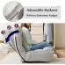 Indoor Chaise Lounge Chair 3 Angles Adjustable Floor Chair Folding Lazy Sofa Couch for Teens and Adults Cushion Padded Comfy Chair for Living Room and Bedroom Light Grey