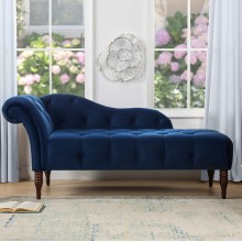 Jennifer Taylor Home Elise Tufted Roll Arm Chaise Lounge Navy Blue