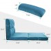 Knocbel Convertible Floor Lazy Sofa Sleeper Bed Fabric Upholstered Couch Double Chaise Lounge Chair with 2 Pillow Metal Frame Blue