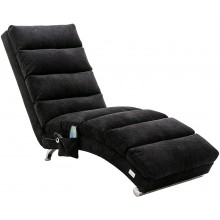 Luccalily Linen Chaise Lounge Indoor Chair with Electric Massage Function,Modern Recliner Chair for Office Living Room or Bedroom Black-Linen