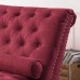 Luxurious Dramatic Button Tufted Linen Chaise Lounge with Bolster Pillow Comfortable Shape for Human Body Traditional Solid Wood Frame Armless Long Chair for Living Room Bedroom Furniture Burgundy
