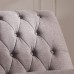 Luxurious Dramatic Button Tufted Linen Chaise Lounge with Bolster Pillow Most Comfortable Shape for Human Body Traditional Solid Wood Frame Armless Long Chair for Living Room Bedroom Furniture Gray